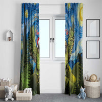 Personalised Jumping Kakapo Christmas Window Curtain New Zealand Fern - Starry Night Style LT14 - Polynesian Pride