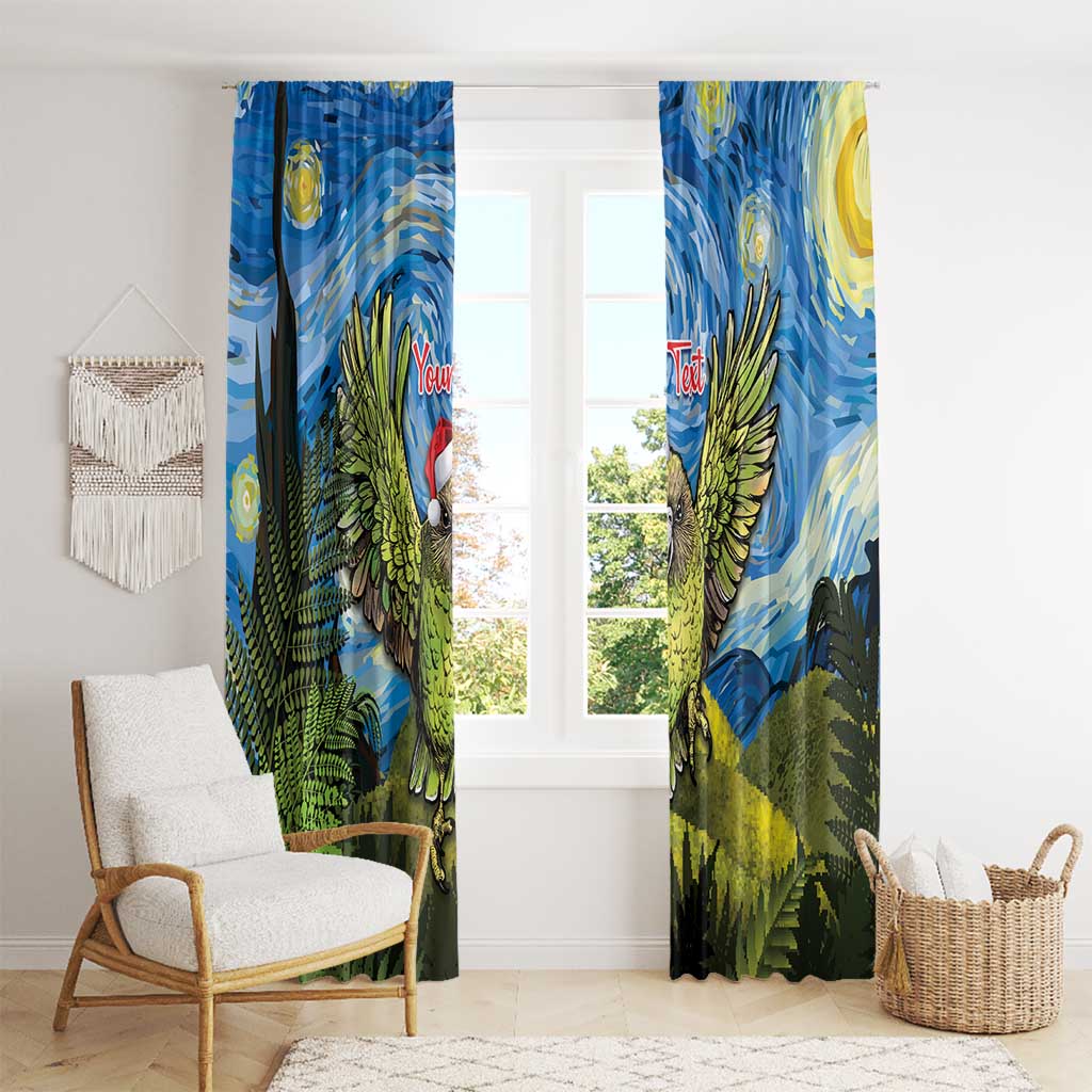 Personalised Jumping Kakapo Christmas Window Curtain New Zealand Fern - Starry Night Style LT14 - Polynesian Pride