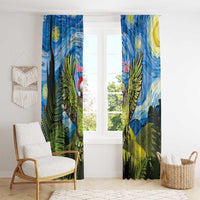 Personalised Jumping Kakapo Christmas Window Curtain New Zealand Fern - Starry Night Style LT14 - Polynesian Pride
