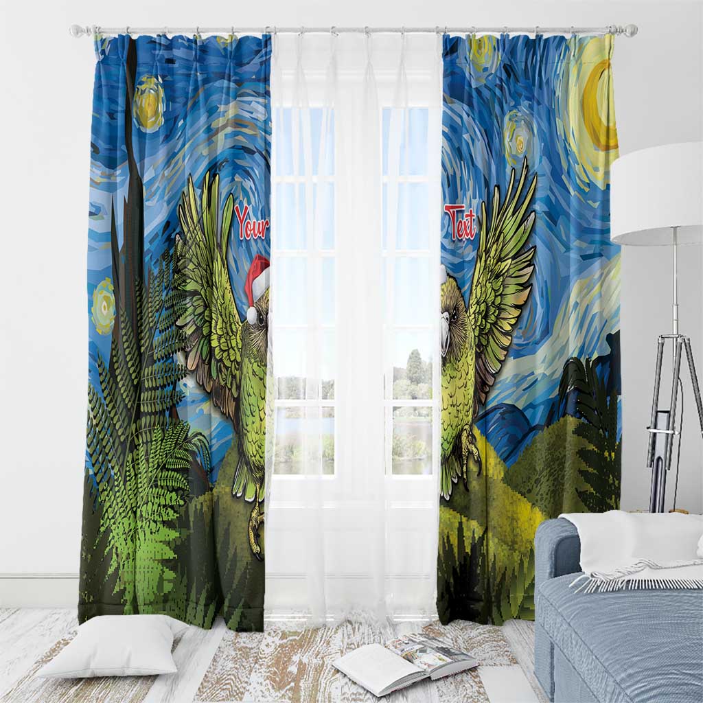 Personalised Jumping Kakapo Christmas Window Curtain New Zealand Fern - Starry Night Style LT14 - Polynesian Pride