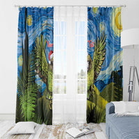 Personalised Jumping Kakapo Christmas Window Curtain New Zealand Fern - Starry Night Style LT14 - Polynesian Pride