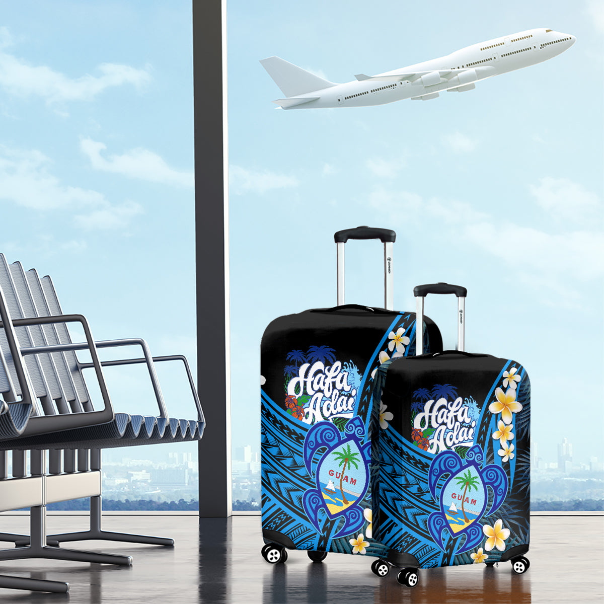 Hafa Adai Guam Luggage Cover Guahan Sea Turtle Tropical Style LT14 - Polynesian Pride