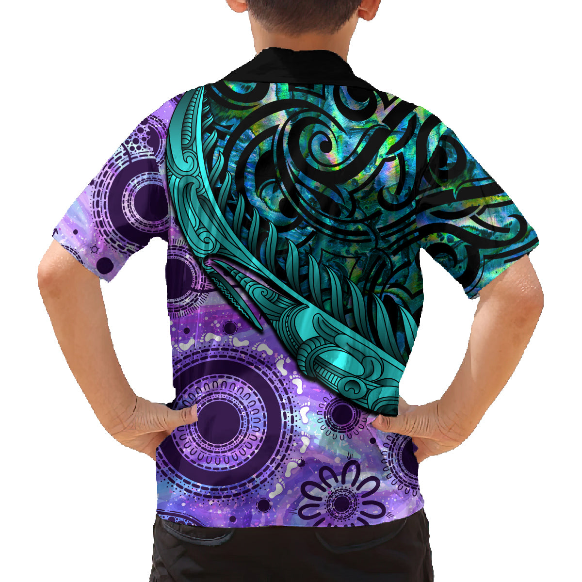 New Zealand Paua Shell With Australia Opal Unique Combine Family Matching Summer Maxi Dress and Hawaiian Shirt LT14 - Polynesian Pride