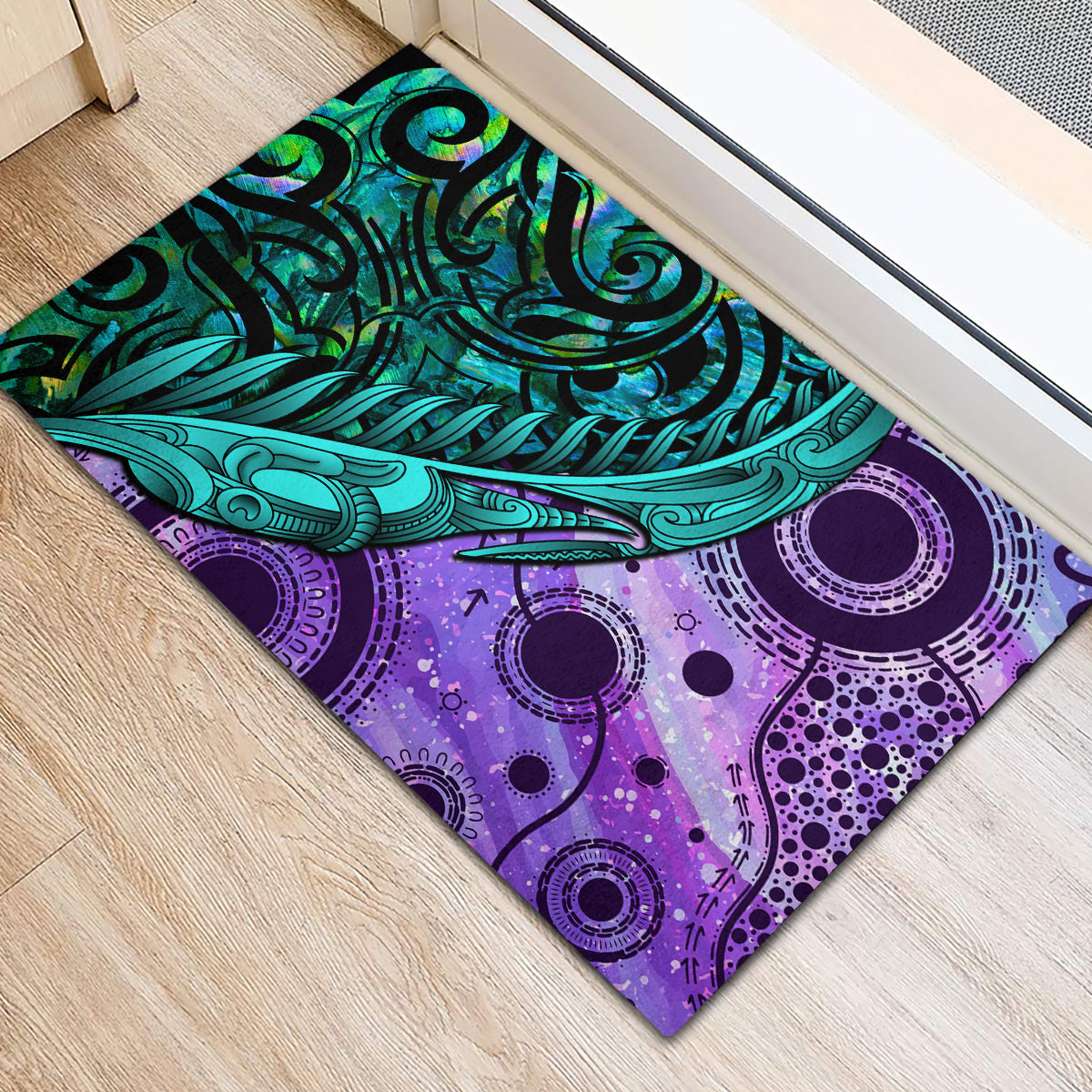 New Zealand Paua Shell With Australia Opal Unique Combine Rubber Doormat LT14 - Polynesian Pride