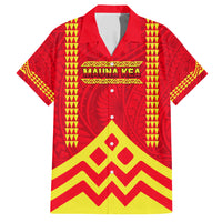 Hawaii Mauna Kea Family Matching Short Sleeve Bodycon Dress and Hawaiian Shirt Hawaiian Kakau Tribal Pattern LT14 Dad's Shirt - Short Sleeve Red - Polynesian Pride