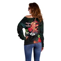 Hawaii Mauna Kea Off Shoulder Sweater White Mountain With Nene Tropical Vibes LT14 - Polynesian Pride