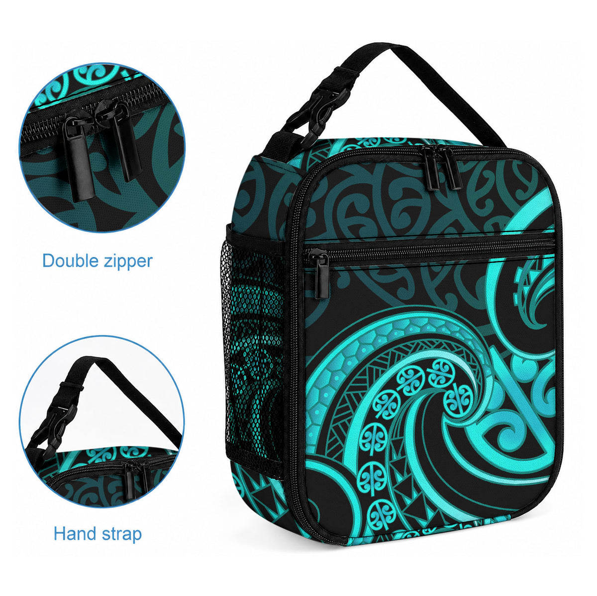 Turquoise New Zealand Mangopare Lunch Bag Aotearoa Maori Koru Style