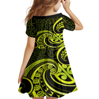Lime Green New Zealand Mangopare Family Matching Tank Maxi Dress and Hawaiian Shirt Aotearoa Maori Koru Style LT14 - Polynesian Pride