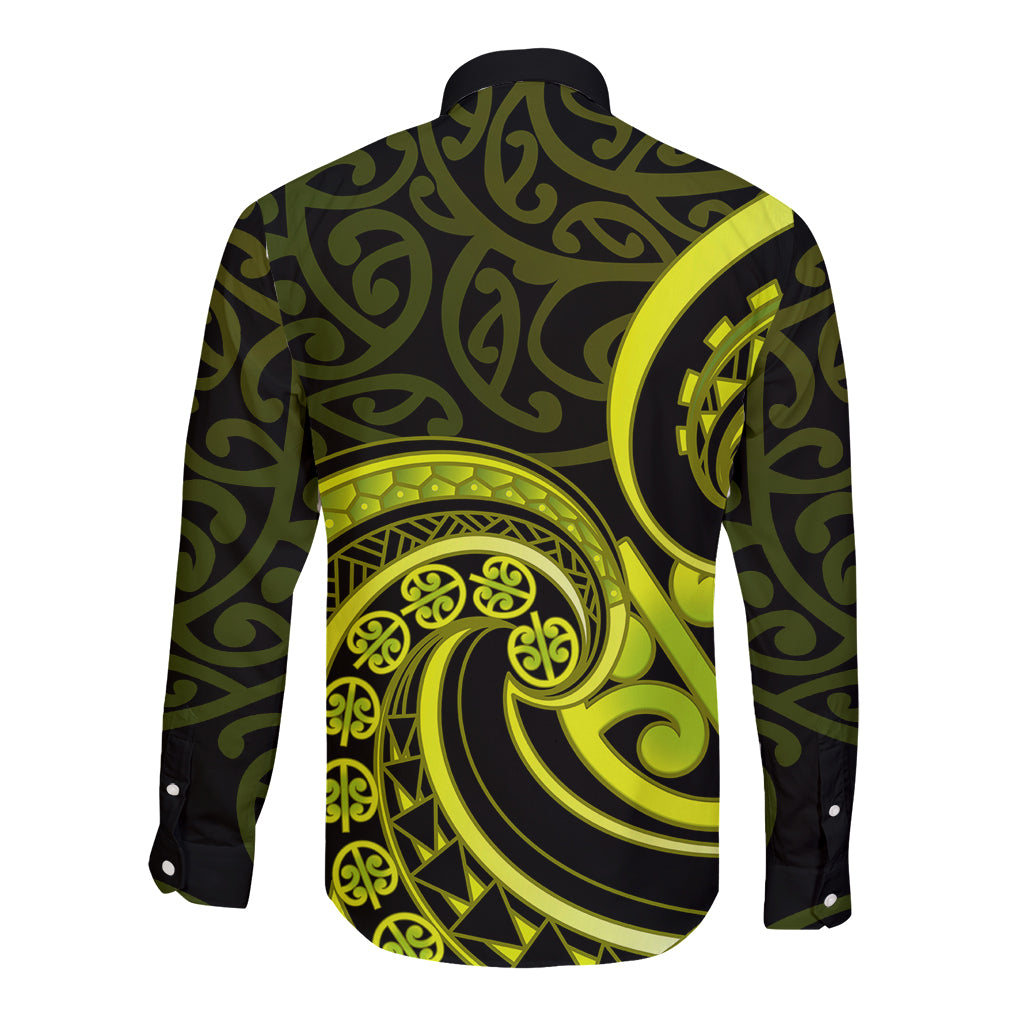 Lime Green New Zealand Mangopare Long Sleeve Button Shirt Aotearoa Maori Koru Style LT14 - Polynesian Pride