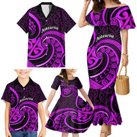 Purple Aotearoa Mangopare Family Matching Mermaid Dress and Hawaiian Shirt NZ Maori Koru Style LT14 - Polynesian Pride