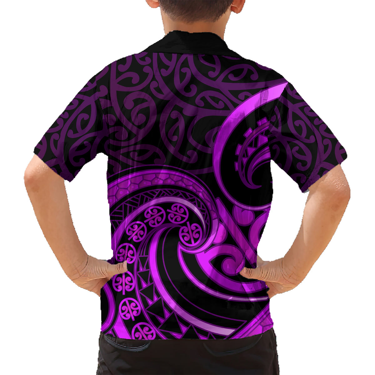 Purple Aotearoa Mangopare Kid Hawaiian Shirt NZ Maori Koru Style LT14 - Polynesian Pride