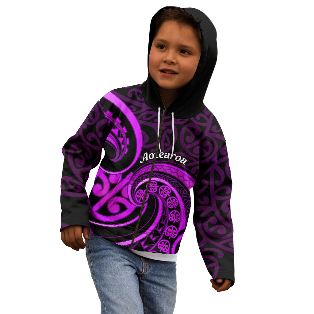 Purple Aotearoa Mangopare Kid Hoodie NZ Maori Koru Style LT14 - Polynesian Pride