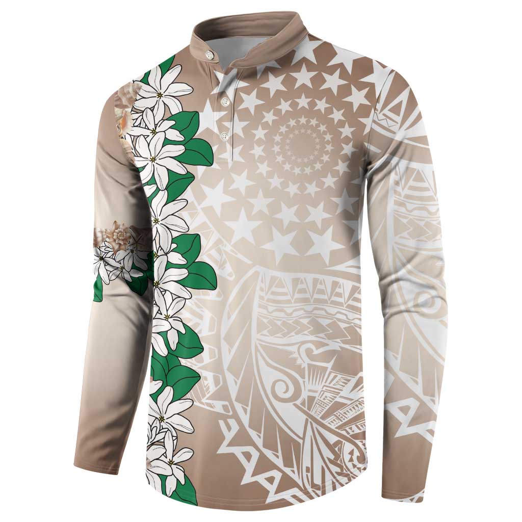 Cook Islands Tiare Maori With Conch Shell Button Sweatshirt 2025 Pasifika Polynesian Tattoo