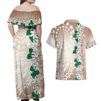 Cook Islands Tiare Maori With Conch Shell Couples Matching Off Shoulder Maxi Dress and Hawaiian Shirt 2025 Pasifika Polynesian Tattoo LT14 - Polynesian Pride