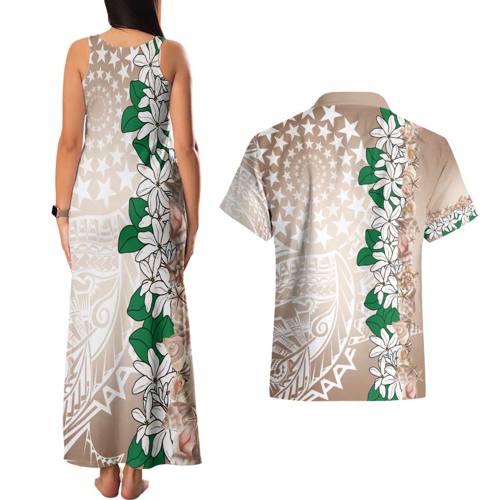 Cook Islands Tiare Maori With Conch Shell Couples Matching Tank Maxi Dress and Hawaiian Shirt 2025 Pasifika Polynesian Tattoo LT14 - Polynesian Pride