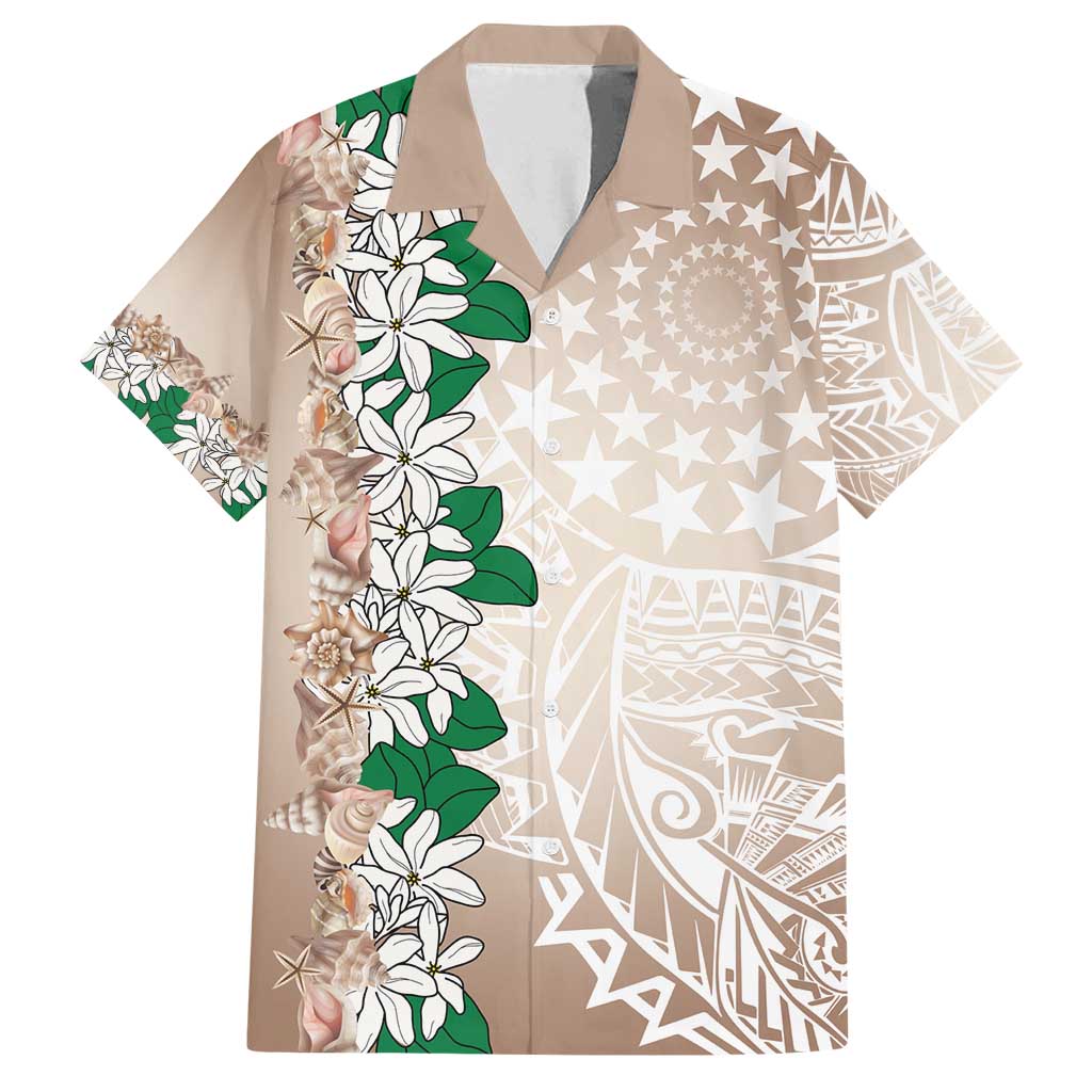 Cook Islands Tiare Maori With Conch Shell Family Matching Long Sleeve Bodycon Dress and Hawaiian Shirt 2025 Pasifika Polynesian Tattoo LT14 Dad's Shirt - Short Sleeve Brown - Polynesian Pride