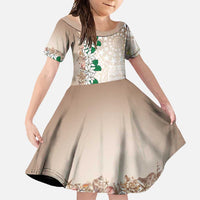 Cook Islands Tiare Maori With Conch Shell Family Matching Mermaid Dress and Hawaiian Shirt 2025 Pasifika Polynesian Tattoo LT14 Daughter's Dress Brown - Polynesian Pride