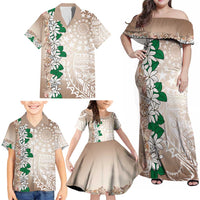 Cook Islands Tiare Maori With Conch Shell Family Matching Off Shoulder Maxi Dress and Hawaiian Shirt 2025 Pasifika Polynesian Tattoo LT14 - Polynesian Pride