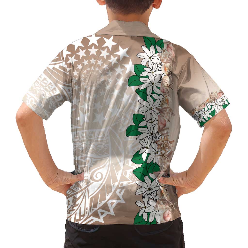 Cook Islands Tiare Maori With Conch Shell Family Matching Off Shoulder Short Dress and Hawaiian Shirt 2025 Pasifika Polynesian Tattoo LT14 - Polynesian Pride