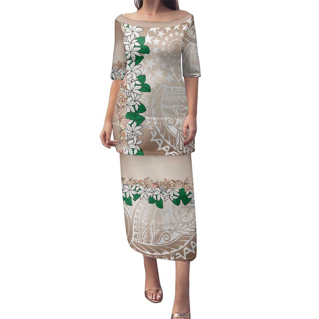 Cook Islands Tiare Maori With Conch Shell Family Matching Puletasi and Hawaiian Shirt 2025 Pasifika Polynesian Tattoo LT14 Mom's Dress Brown - Polynesian Pride