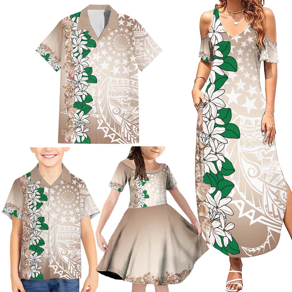 Cook Islands Tiare Maori With Conch Shell Family Matching Summer Maxi Dress and Hawaiian Shirt 2025 Pasifika Polynesian Tattoo LT14 - Polynesian Pride