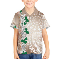 Cook Islands Tiare Maori With Conch Shell Family Matching Tank Maxi Dress and Hawaiian Shirt 2025 Pasifika Polynesian Tattoo LT14 Son's Shirt Brown - Polynesian Pride