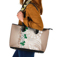 Cook Islands Tiare Maori With Conch Shell Leather Tote Bag 2025 Pasifika Polynesian Tattoo LT14 Brown - Polynesian Pride
