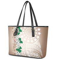 Cook Islands Tiare Maori With Conch Shell Leather Tote Bag 2025 Pasifika Polynesian Tattoo LT14 - Polynesian Pride