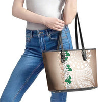 Cook Islands Tiare Maori With Conch Shell Leather Tote Bag 2025 Pasifika Polynesian Tattoo LT14 - Polynesian Pride