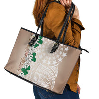 Cook Islands Tiare Maori With Conch Shell Leather Tote Bag 2025 Pasifika Polynesian Tattoo LT14 - Polynesian Pride