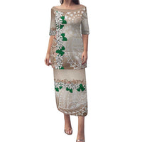 Cook Islands Tiare Maori With Conch Shell Puletasi 2025 Pasifika Polynesian Tattoo LT14 Long Dress Brown - Polynesian Pride