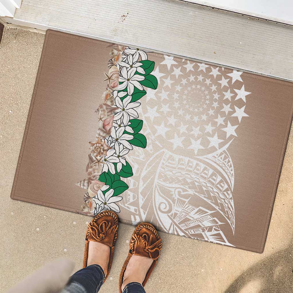 Cook Islands Tiare Maori With Conch Shell Rubber Doormat 2025 Pasifika Polynesian Tattoo