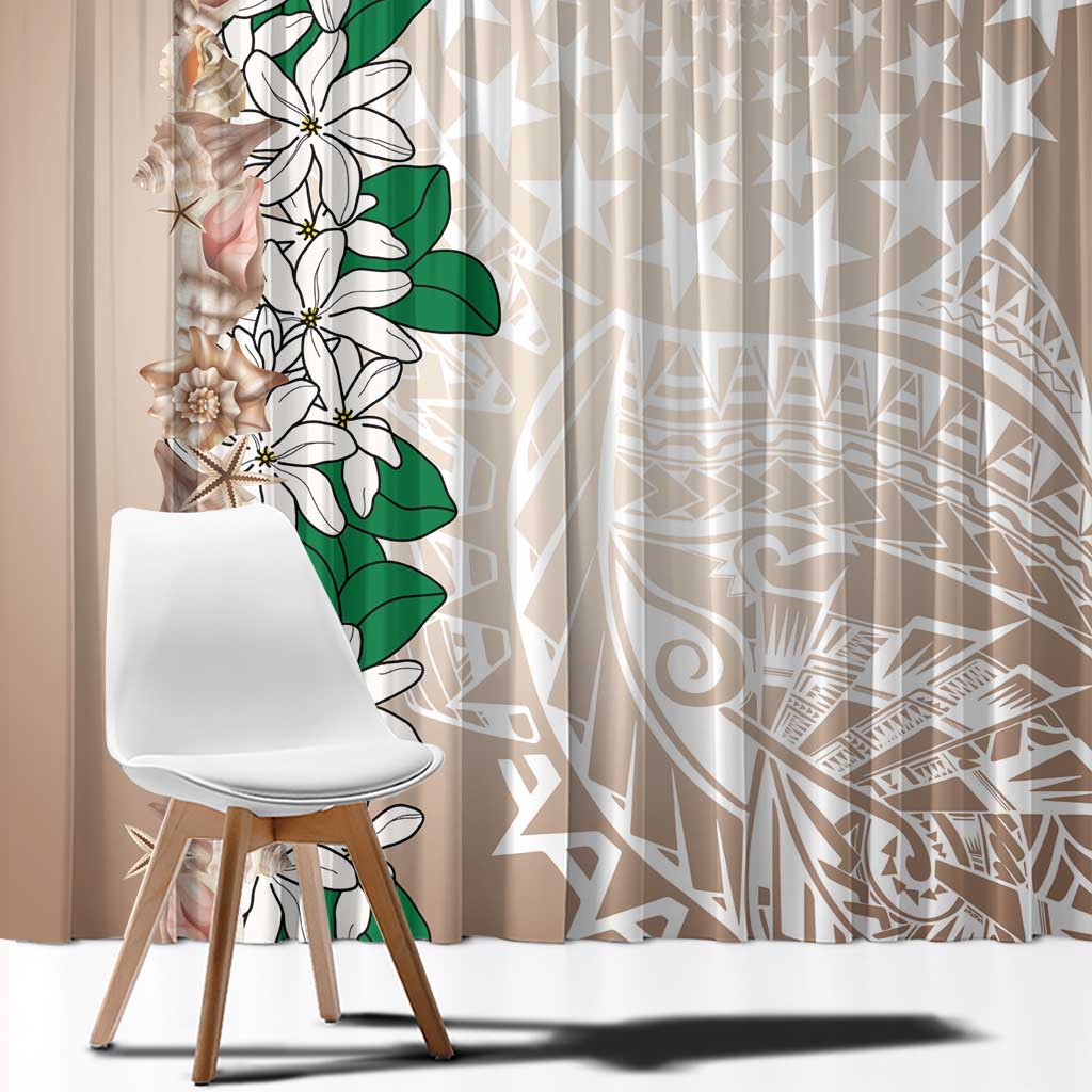 Cook Islands Tiare Maori With Conch Shell Window Curtain 2025 Pasifika Polynesian Tattoo LT14 - Polynesian Pride