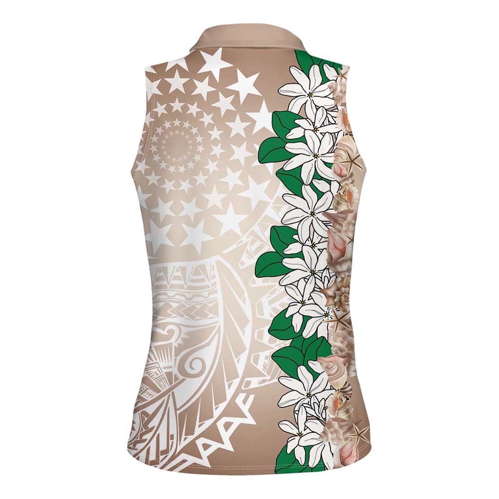 Cook Islands Tiare Maori With Conch Shell Women Sleeveless Polo Shirt 2025 Pasifika Polynesian Tattoo LT14 - Polynesian Pride