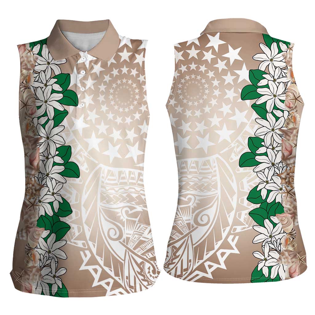 Cook Islands Tiare Maori With Conch Shell Women Sleeveless Polo Shirt 2025 Pasifika Polynesian Tattoo LT14 - Polynesian Pride