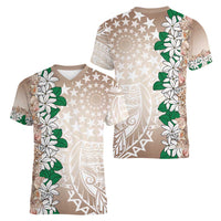 Cook Islands Tiare Maori With Conch Shell Women V-Neck T-Shirt 2025 Pasifika Polynesian Tattoo LT14 - Polynesian Pride