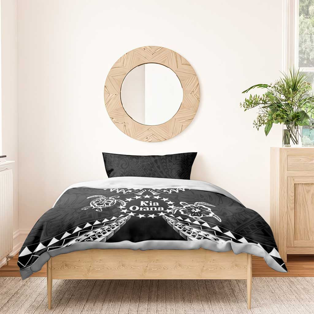 Kia Orana Cook Islands Bedding Set 2025 Pasifika Polynesian Turtle Black Color
