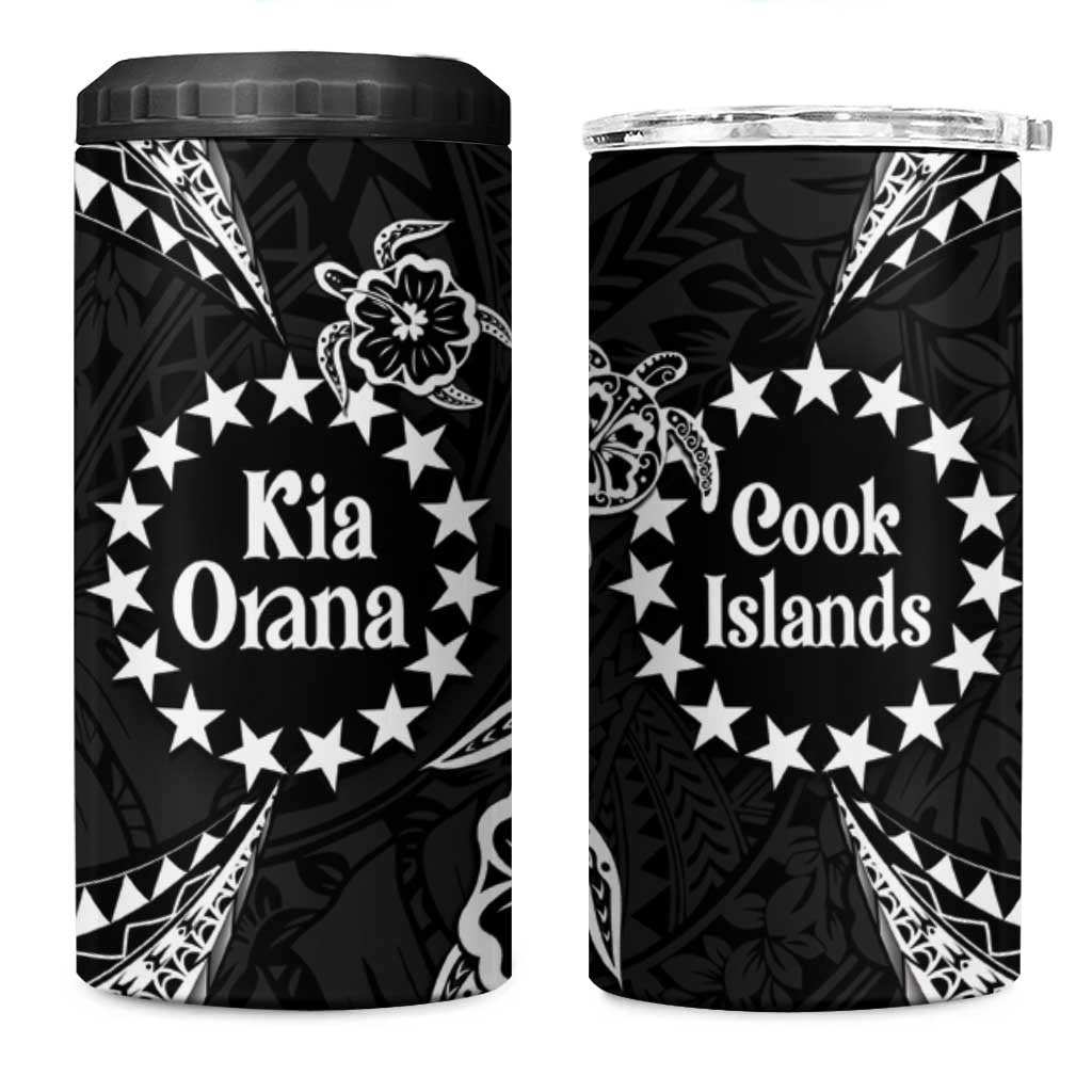 Kia Orana Cook Islands 4 in 1 Can Cooler Tumbler 2025 Pasifika Polynesian Turtle Black Color LT14 One Size: 16 oz Black - Polynesian Pride