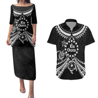 Kia Orana Cook Islands Couples Matching Puletasi and Hawaiian Shirt 2025 Pasifika Polynesian Turtle Black Color LT14 Black - Polynesian Pride