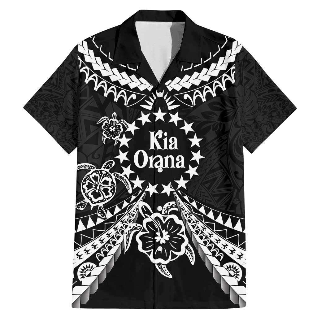 Kia Orana Cook Islands Family Matching Mermaid Dress and Hawaiian Shirt 2025 Pasifika Polynesian Turtle Black Color LT14 Dad's Shirt - Short Sleeve Black - Polynesian Pride