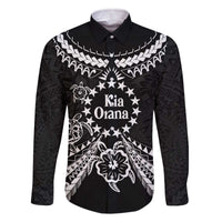 Kia Orana Cook Islands Family Matching Off The Shoulder Long Sleeve Dress and Hawaiian Shirt 2025 Pasifika Polynesian Turtle Black Color LT14 Dad's Shirt - Long Sleeve Black - Polynesian Pride