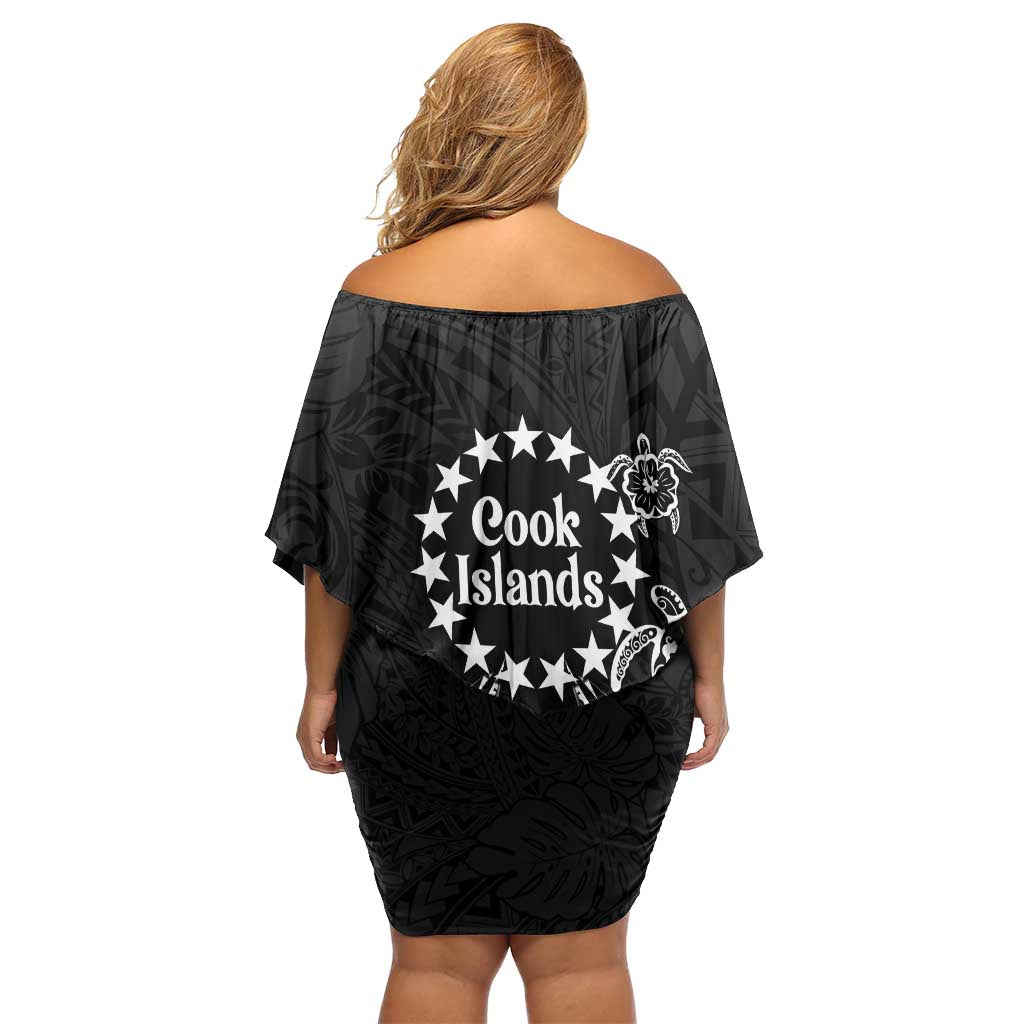 Kia Orana Cook Islands Family Matching Off Shoulder Short Dress and Hawaiian Shirt 2025 Pasifika Polynesian Turtle Black Color LT14 - Polynesian Pride