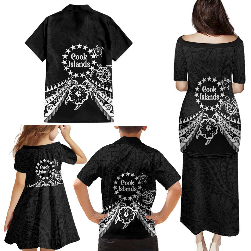 Kia Orana Cook Islands Family Matching Puletasi and Hawaiian Shirt 2025 Pasifika Polynesian Turtle Black Color LT14 - Polynesian Pride