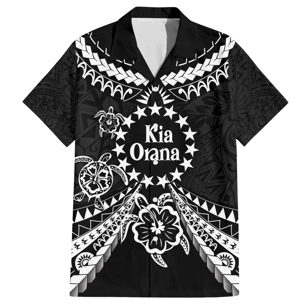 Kia Orana Cook Islands Family Matching Puletasi and Hawaiian Shirt 2025 Pasifika Polynesian Turtle Black Color LT14 Dad's Shirt - Short Sleeve Black - Polynesian Pride