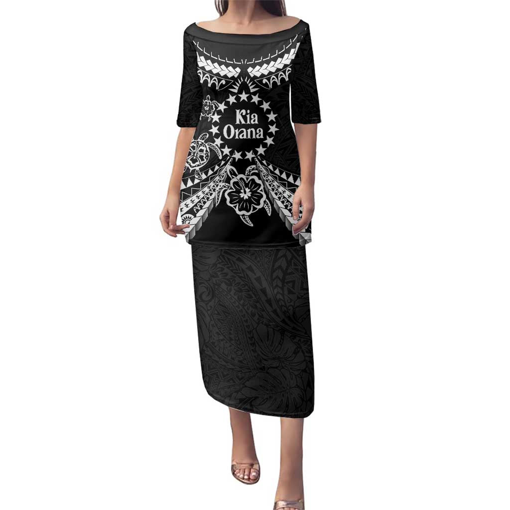 Kia Orana Cook Islands Family Matching Puletasi and Hawaiian Shirt 2025 Pasifika Polynesian Turtle Black Color LT14 Mom's Dress Black - Polynesian Pride