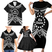 Kia Orana Cook Islands Family Matching Short Sleeve Bodycon Dress and Hawaiian Shirt 2025 Pasifika Polynesian Turtle Black Color LT14 - Polynesian Pride