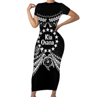 Kia Orana Cook Islands Family Matching Short Sleeve Bodycon Dress and Hawaiian Shirt 2025 Pasifika Polynesian Turtle Black Color LT14 Mom's Dress Black - Polynesian Pride