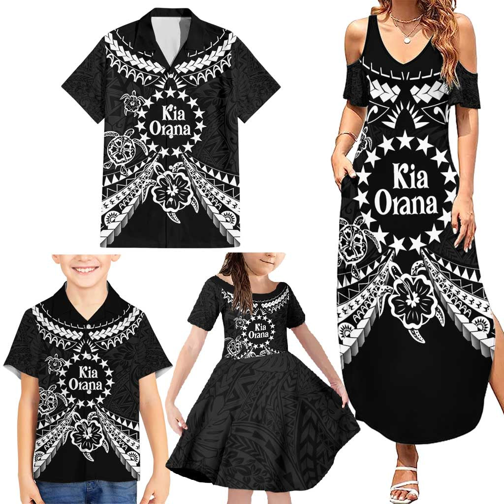 Kia Orana Cook Islands Family Matching Summer Maxi Dress and Hawaiian Shirt 2025 Pasifika Polynesian Turtle Black Color LT14 - Polynesian Pride