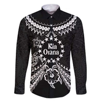 Kia Orana Cook Islands Family Matching Tank Maxi Dress and Hawaiian Shirt 2025 Pasifika Polynesian Turtle Black Color LT14 Dad's Shirt - Long Sleeve Black - Polynesian Pride
