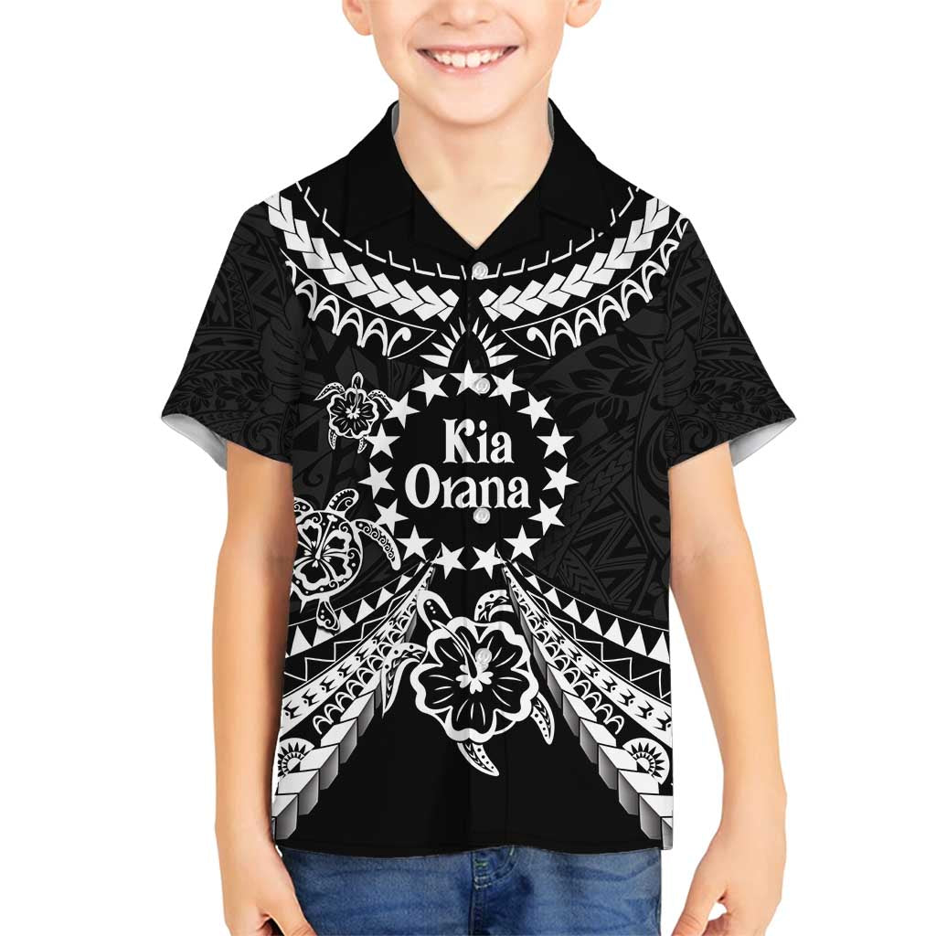 Kia Orana Cook Islands Family Matching Tank Maxi Dress and Hawaiian Shirt 2025 Pasifika Polynesian Turtle Black Color LT14 Son's Shirt Black - Polynesian Pride